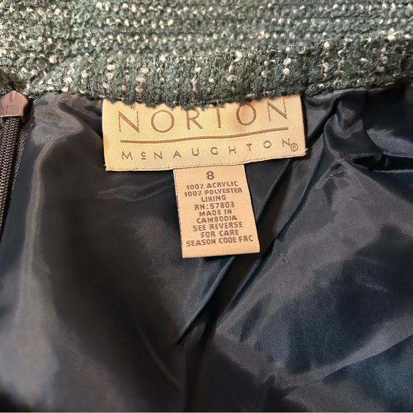 Norton McNaughton Turquoise and Green Tweed Mini Skirt - Size 8 (NWOT) - Picture 7 of 10